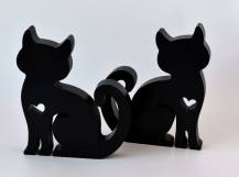 Dřevěná dekorace - Černá kočka