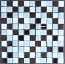 Mozaika skleněná černo-šedo-bílá