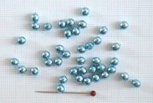 Perly (kuličky) metalické světle modré 50 ks odstín mk12375