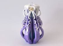 Řezaná svíčka 20 cm - Bílá-fialová