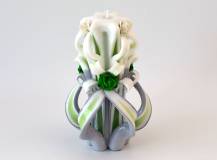 Řezaná svíčka 20 cm - Bílá-zelená-šedá