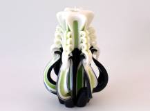 Řezaná svíčka 20 cm - Zelená-bílá-černá
