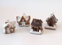 Dekorační figurka - Hnědobílý domeček