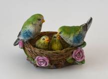 Dekorační figurka - Hnízdo s ptáčky