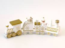 Dřevěná dekorace - Bílý vláček Dřevěná dekorace - Bílý vláček