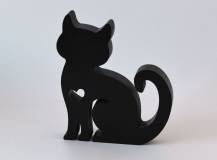 Dřevěná dekorace - Černá kočka