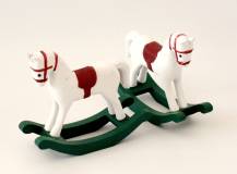 Dřevěná dekorace - Houpací koníček MALÝ BÍLO-ČERVENÝ