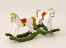 Dřevěná dekorace - Houpací koníček MALÝ BÍLO-ZLATÝ