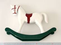 Dřevěná dekorace - Houpací koník VELKÝ BÍLO-ČERVENÝ