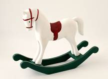 Dřevěná dekorace - Houpací koník VELKÝ BÍLO-ČERVENÝ