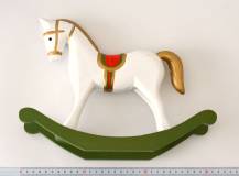 Dřevěná dekorace - Houpací koník VELKÝ BÍLO-ZLATÝ