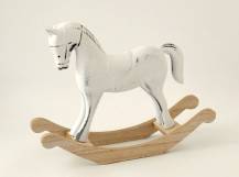 Dřevěná dekorace - Houpací koník VELKÝ BÍLÝ