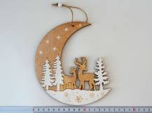 Dřevěná dekorace k zavěšení - Zimní měsíc 17 cm