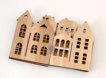 Dřevěná dekorace na postavení - Městečko