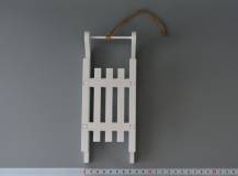 Dřevěná dekorace - Sáňky bílé 20 cm