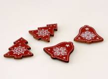 Dřevěná dekorace - Vánoční motivy se samolepkou