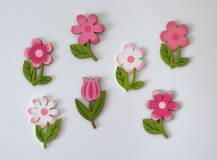 Dřevěné dekorace - Růžová květinka MIX 10 ks