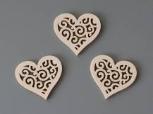 Dřevěné dekorace - Srdce ornament BÍLÉ 4 cm