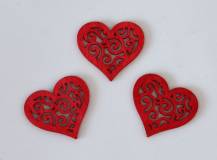 Dřevěné dekorace - Srdce ornament ČERVENÉ 4 cm