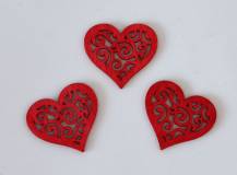 Dřevěné dekorace - Srdce ornament ČERVENÉ 4 cm