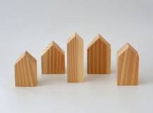 Dřevěné domečky k domalování - sada 5 ks