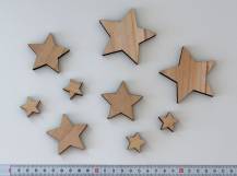 Dřevěné hvězdy MIX hnědé - 9 ks