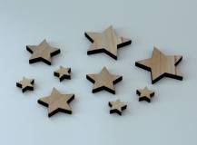 Dřevěné hvězdy MIX hnědé - 9 ks