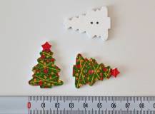 Dřevěný dekorační knoflík - Vánoční stromeček