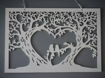 Dřevěný závěs / dekorace - Stromy s ptáčky