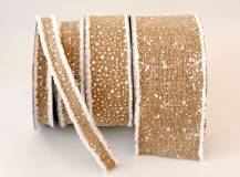 Jutová stuha s kožešinkou a bílou imitací sněhu