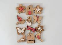 Mix dřevěných dekorací - Jaro 12 ks