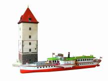 Papírový model - Kolesový parník Vltava a Malostranská věž