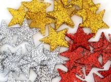 Plastové glitrové hvězdičky prům. 30 mm -  bal. 16 ks