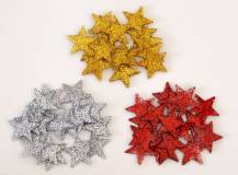Plastové glitrové hvězdičky prům. 30 mm -  bal. 16 ks