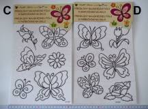 Předlohy s konturami - Motýli a květiny 30 x 21 cm