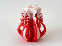 Řezaná svíčka 10 cm - Bílo-červená