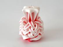 Řezaná svíčka 10 cm - Bílo-růžová