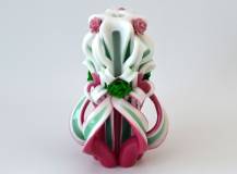Řezaná svíčka 20 cm - Bílá-růžová-zelená