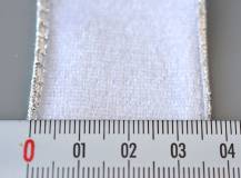Semišová stuha 3,8 cm x 9 m - BÍLO-STŘÍBRNÁ