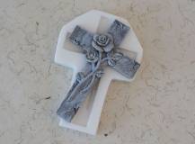 Silikonová forma - Křížek s růží VELKÝ 105 x 157 x 17 mm