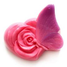 Silikonová forma - Motýl s růží 75 x 83 x 35 mm