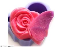 Forma silik. - motýl s růží, 75 x 83 x 35 mm