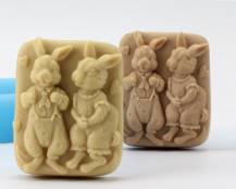 Silikonová forma - mýdlo králíci 1 - 63 x 80 x 28 mm