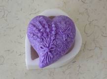 Silikonová forma - srdce Lavender 80 x 95 x 42 mm