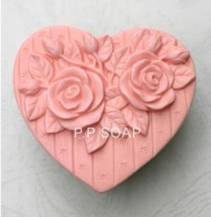 Silikonová forma - Srdce s růžemi II 65 x 65 x 25 mm