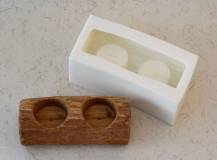 Silikonová forma - svícen Dřevo na 2 čaj. svíčky