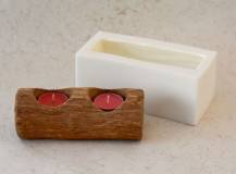 Silikonová forma - svícen Dřevo na 2 čaj. svíčky