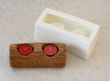 Silikonová forma - svícen Dřevo na 2 čaj. svíčky