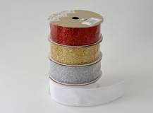 Stuha s glitry š. 3,8 cm, délka 6,4 m