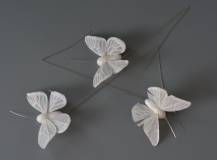 Textilní dekorace - Bílý motýlek 1 ks